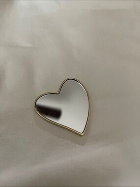YSL Heart-Shaped Gold-Trim Compact Mirror - Women Accessories